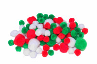 Pompony POM43 mix białe, czerwone, zielone Brewis